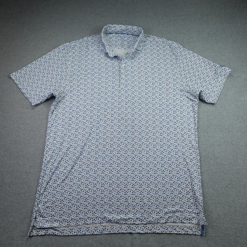 johnnie-O Polo Shirt Mens L Malibu Blue Floral Berkley Featherweight Performance